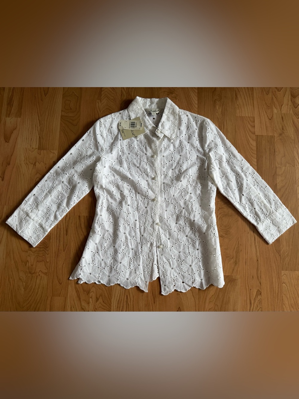 Jessica White Eyelet Button-Down Shirt